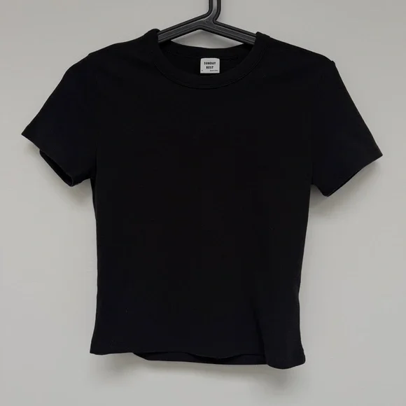Aritzia Sunday Best BestHug Little Ribbed T-Shirt Black - Picture 3 of 5